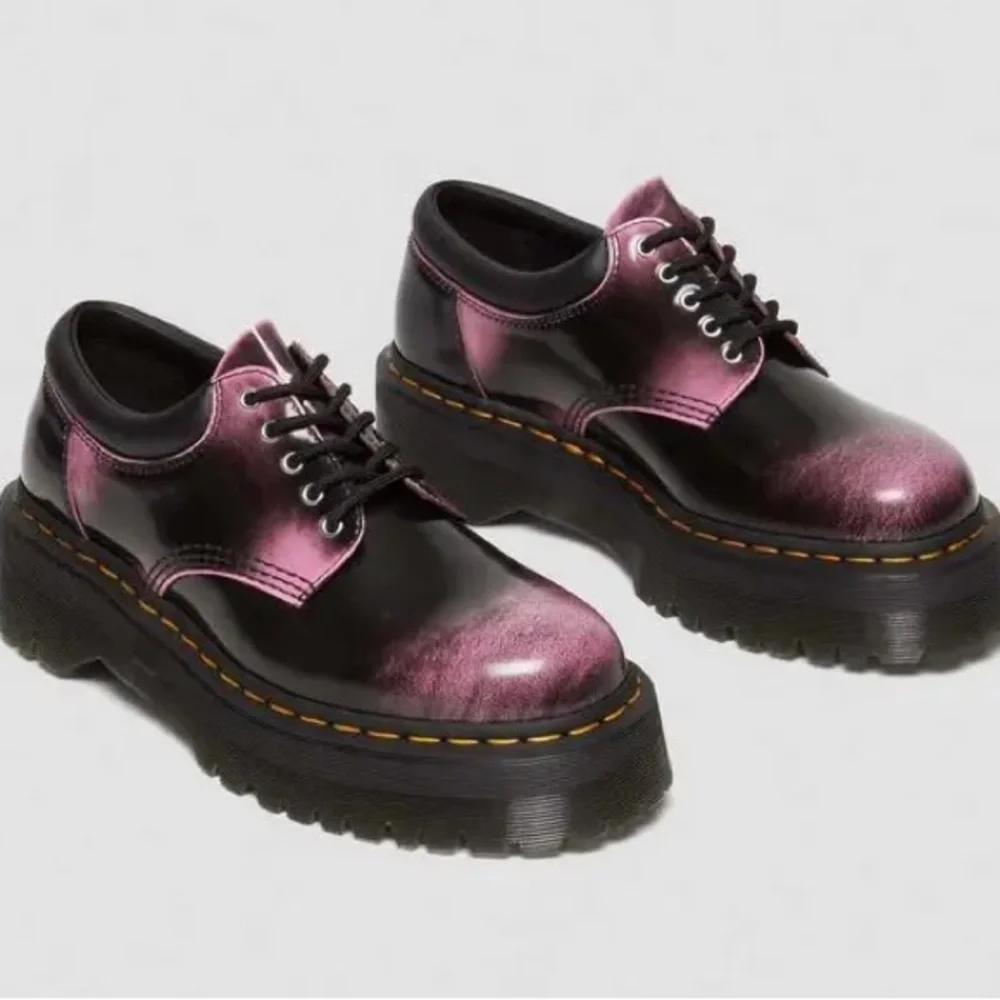 New Dr Martens 8053 Distressed Leather Platform Shoes pink black ombré leather 9